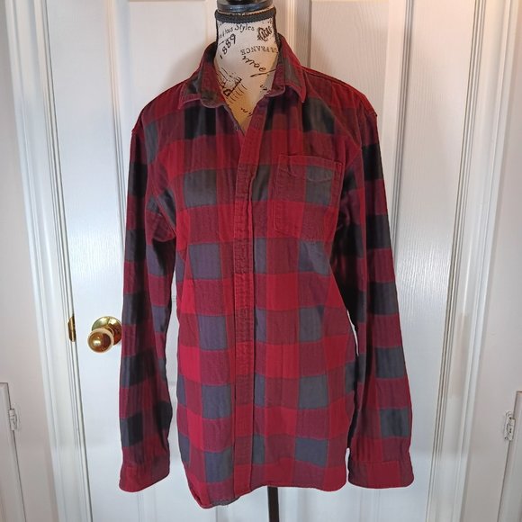 Jack & Jones Red Black Buffalo Plaid Button Down Long Sleeve Shirt Men's Size L - Picture 1 of 16